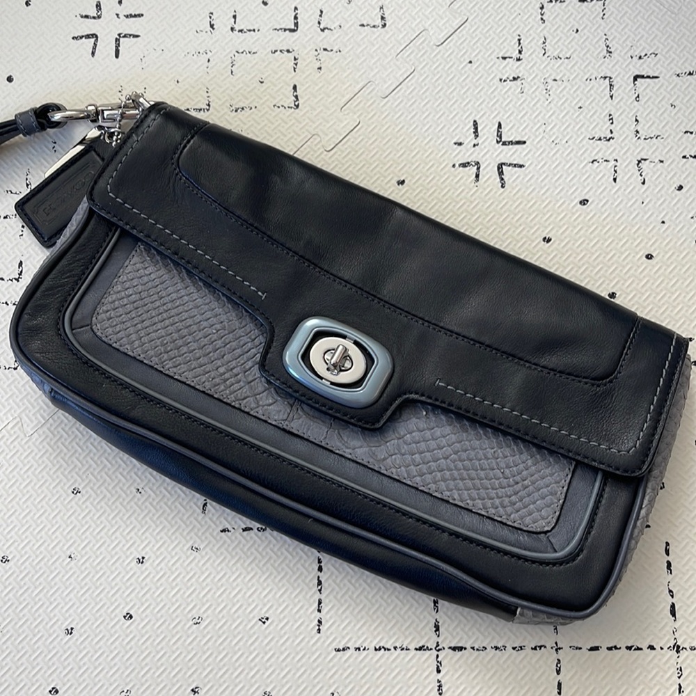 Black Coach Leather Large Wristlet - Like New